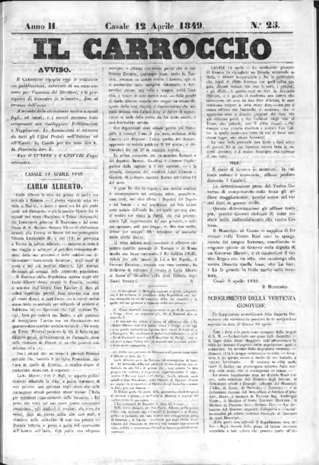 Il Carroccio - Edizione 25 del 12/04/1849